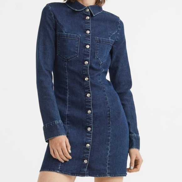H&M DENIM DRESS LONG SLEEVE SIZE XL - Picture 3 of 6